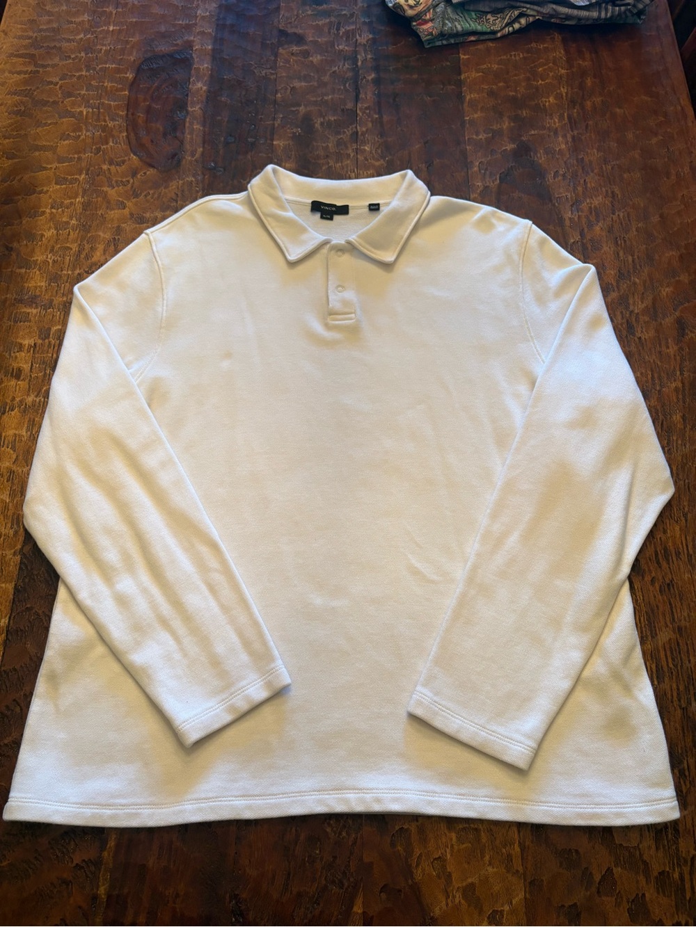 Men’s Vince Double Knit Pique Long-Sleeve Polo Shirt 2-Button Snap Placket